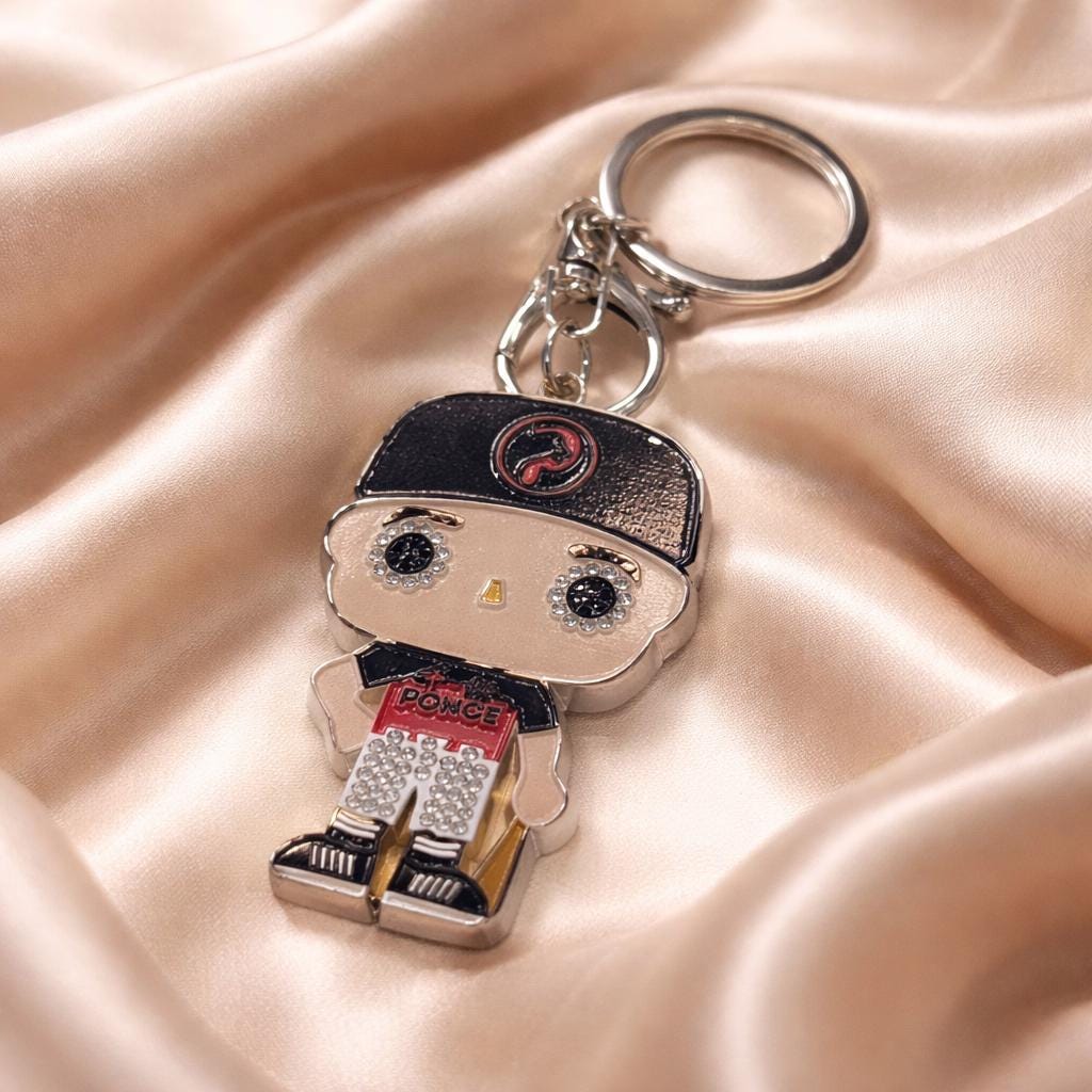 Ponce Boy Keychain – Puerto Rico Alloy Pin with Crystals | Ponce Baseball Fan Gift Main image