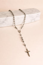 Stainless Steel Catholic Rosary Necklace, Crucifix Prayer Beads, Unisex Christian Jewelry