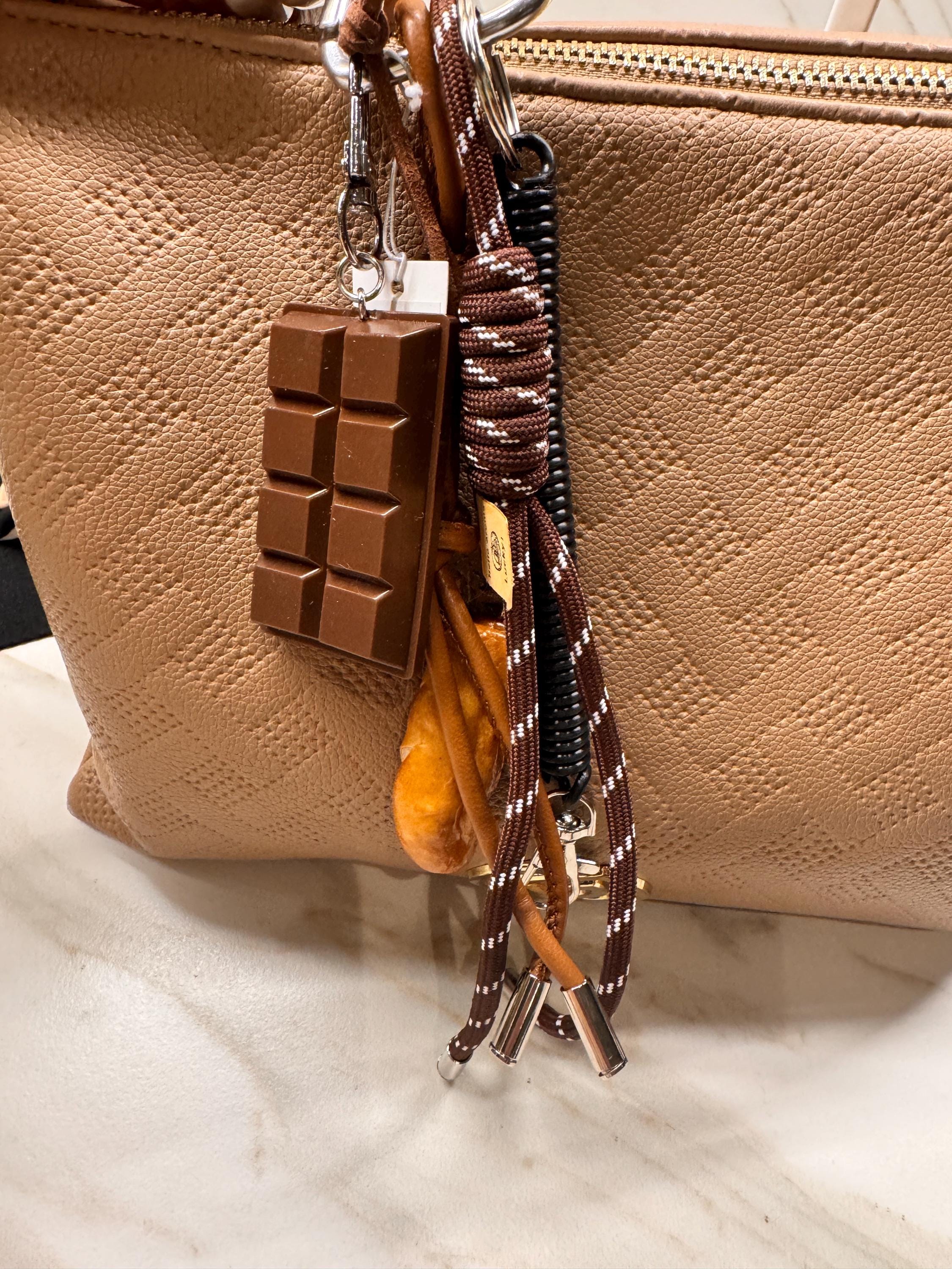 Chocolate Bar Pastry Bag Charm – Foodie Keychain Accessory