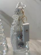 Glam Lipstick Holder Bag Charm Keychain with Pearls, Ribbon & Star Charm