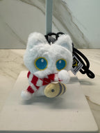 Fluffy Cat Plush Keychain – Scarf & Bee Bag Charm