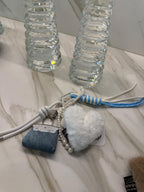 Mini Handbag Bag Charm Set – Pearl Strap & Fluffy Heart Pom