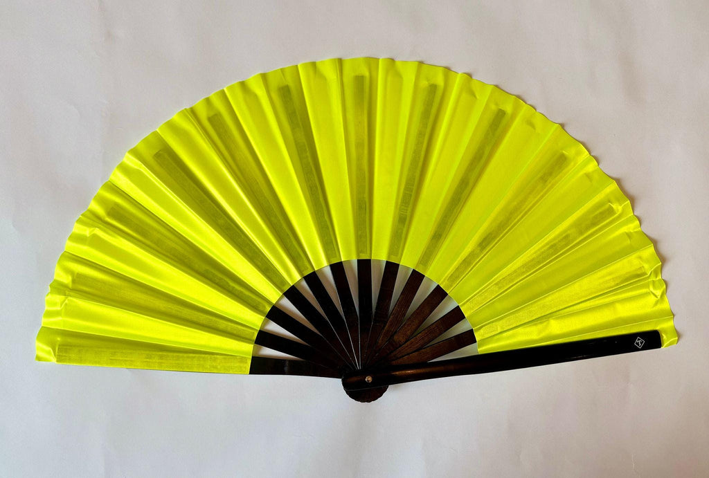 Large Folding Hand Fan Bamboo & Silk | Solid Color or Glitter Gift for Travelers