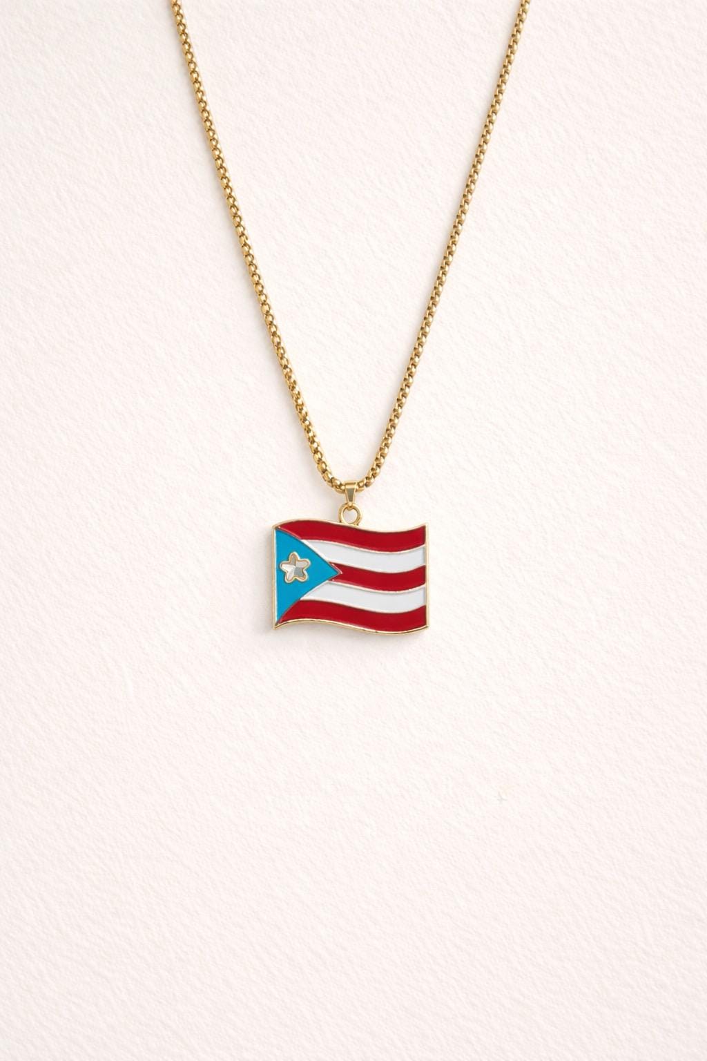 Puerto Rico Flag Necklace, Boricua Pendant with Stainless Steel Chain, Secondary image