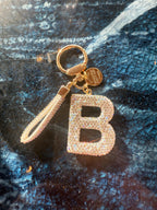 Rhinestone Initial Keychain – Gold Clip Alphabet Bag Charm