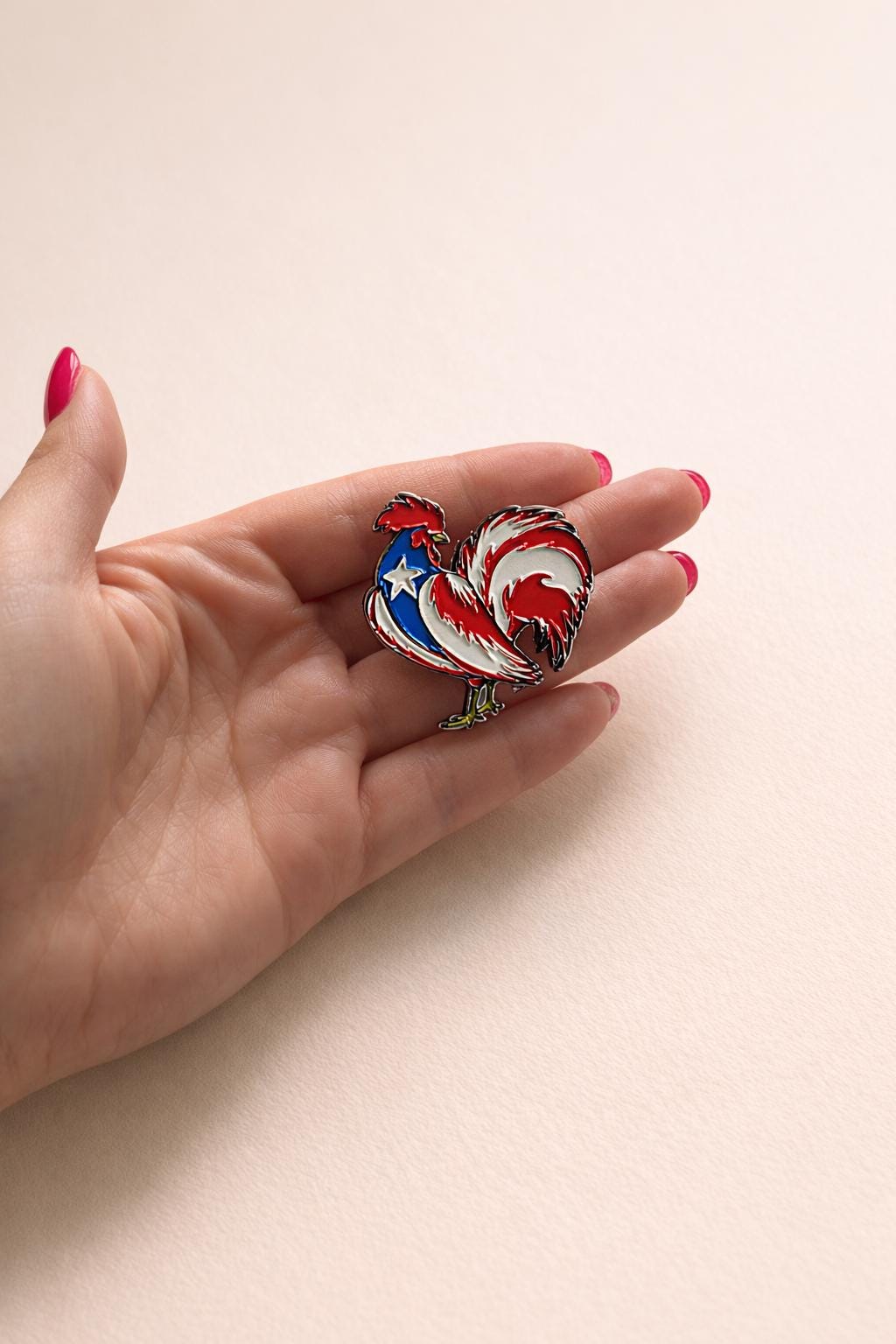 Rooster  Puerto Rico Flag Enamel Lapel Pin | Collectible Hat, Bag, Jacket Accessory Secondary image
