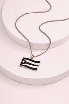 Puerto Rico Flag Necklace, Boricua Pendant with Stainless Steel Chain,