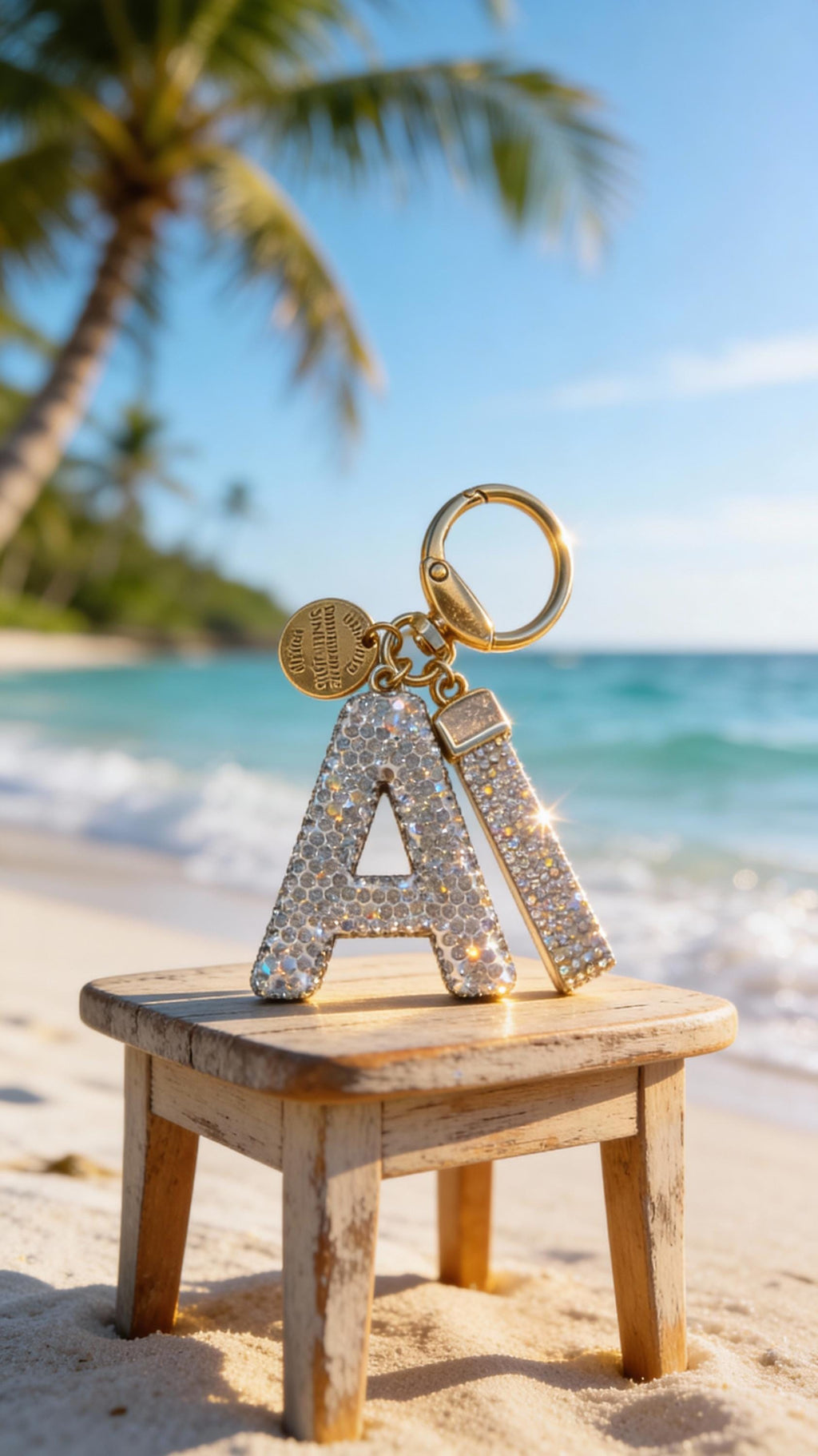 Rhinestone Initial Keychain – Gold Clip Alphabet Bag Charm