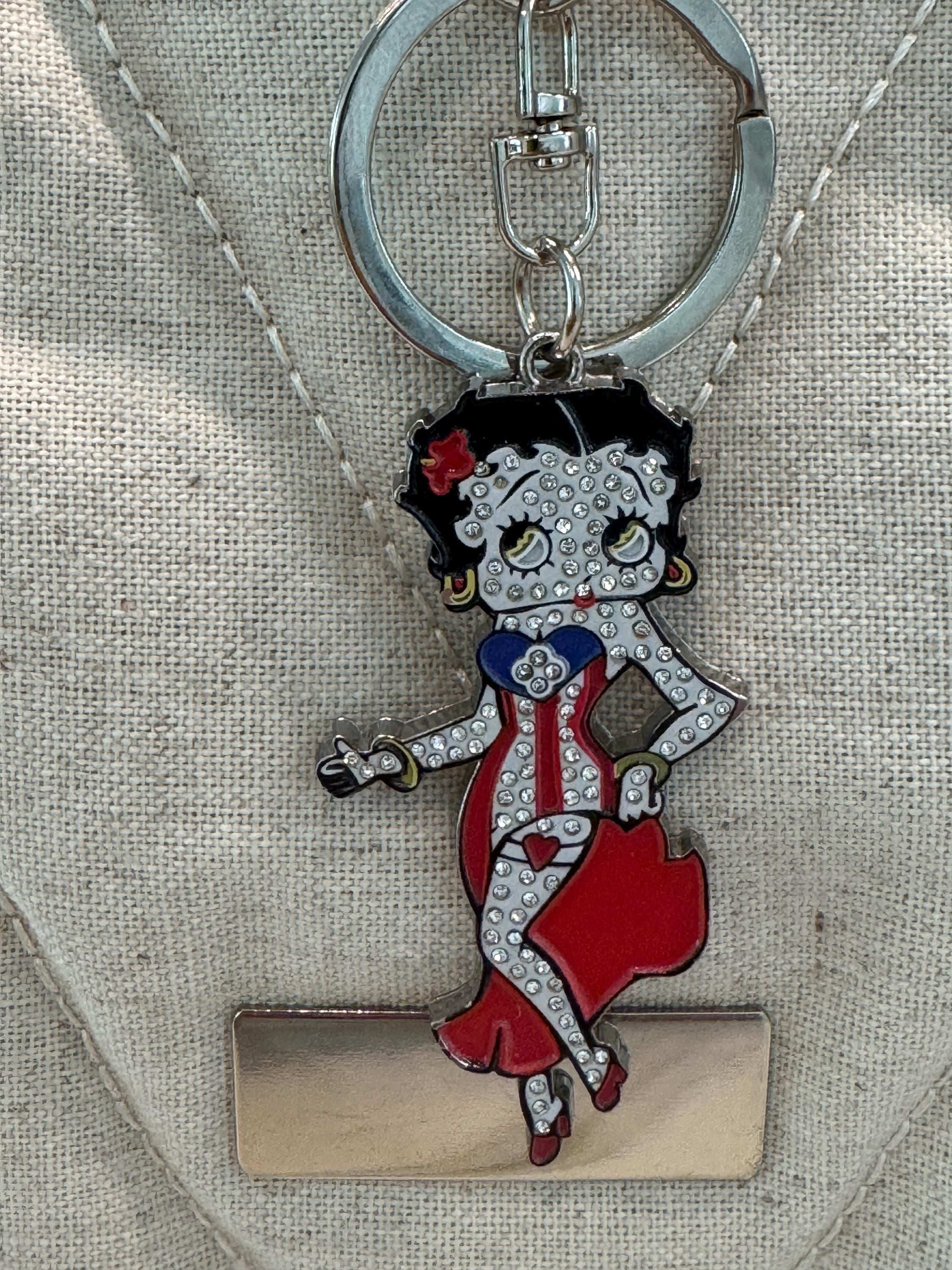 Retro Girl Puerto Rico Flag Keychain – Rhinestone Bag Charm