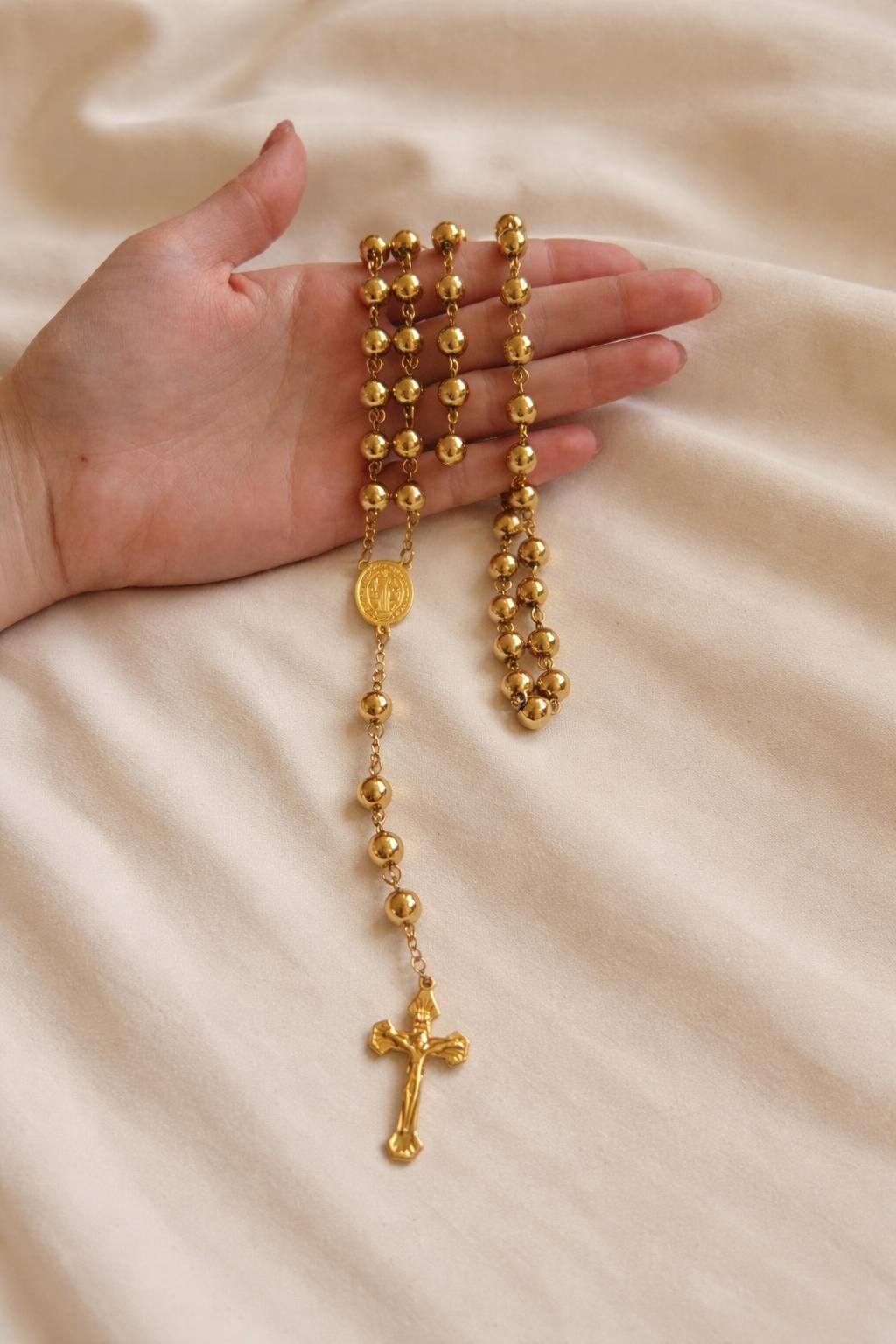 Stainless Steel Catholic Rosary Necklace, Crucifix Prayer Beads, Unisex Christian Jewelry Secondary image