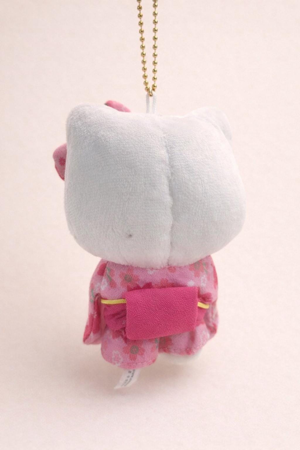 Mini Cat Plush Keychain – Floral Kimono Bag Charm