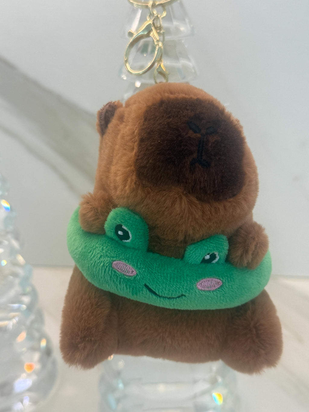Fluffy Capybara Plush Keychain – Cute Animal Bag Charm