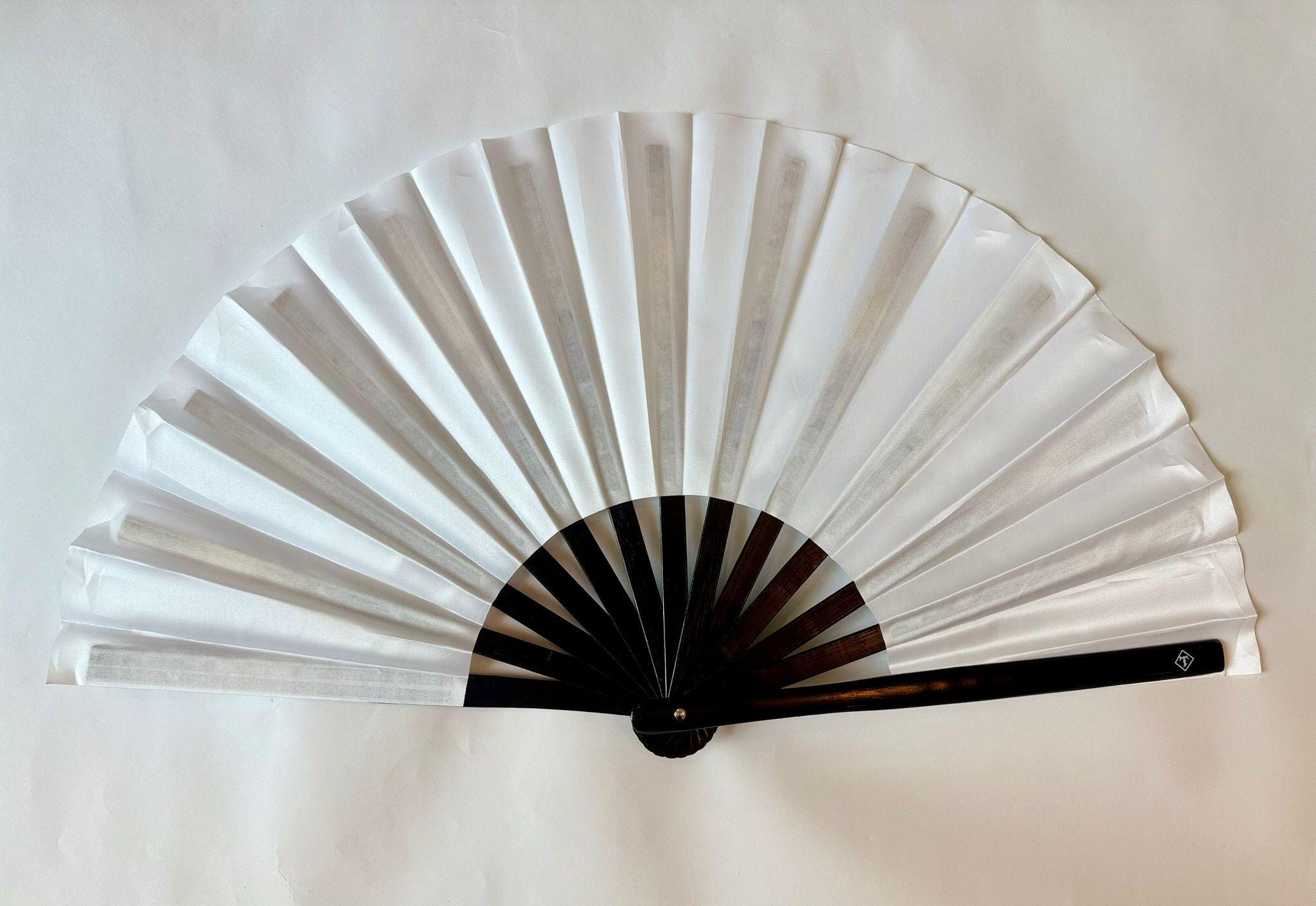 Large Folding Hand Fan Bamboo & Silk | Solid Color or Glitter Gift for Travelers