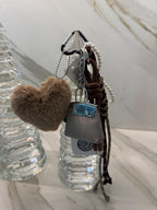 Mini Handbag Bag Charm Set – Pearl Strap & Fluffy Heart Pom