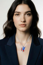 Puerto Rico Coqui Frog Necklace, PR Flag Pendant, Metallic Alloy Jewelry