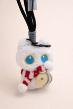 Fluffy Cat Plush Keychain – Scarf & Bee Bag Charm