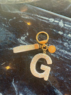Rhinestone Initial Keychain – Gold Clip Alphabet Bag Charm