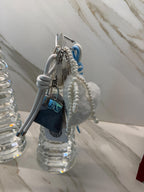 Mini Handbag Bag Charm Set – Pearl Strap & Fluffy Heart Pom