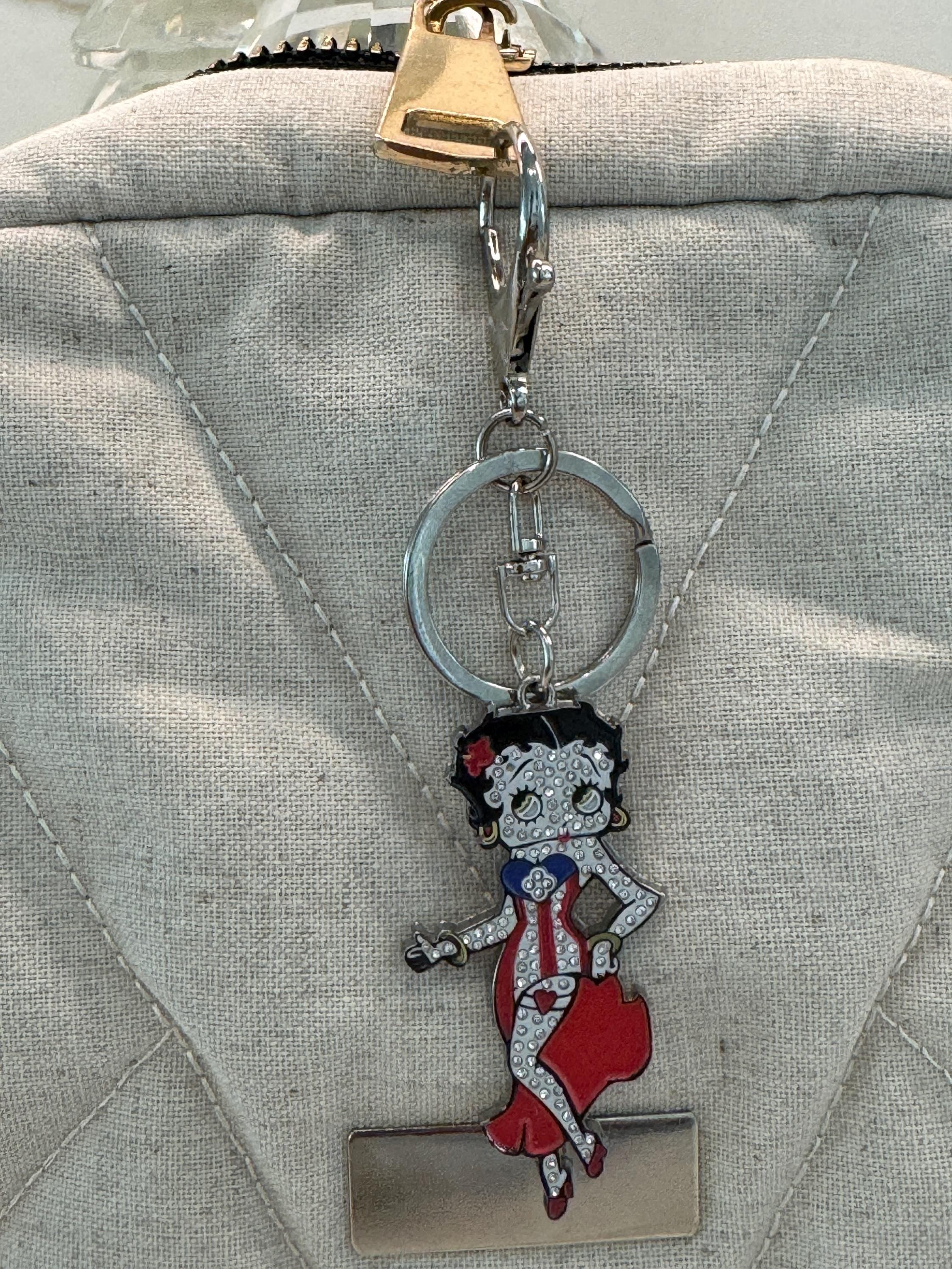 Retro Girl Puerto Rico Flag Keychain – Rhinestone Bag Charm