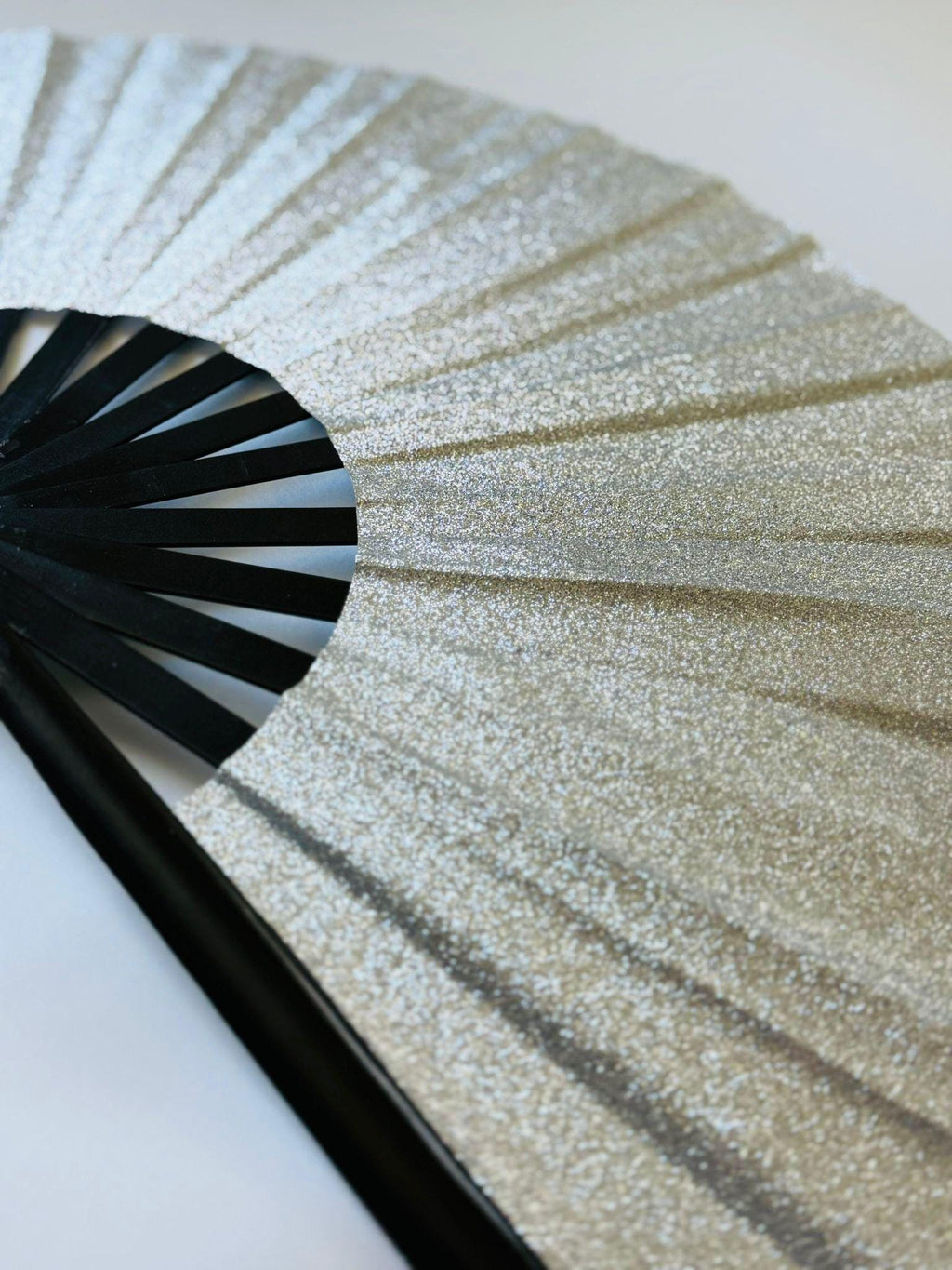Large Folding Hand Fan Bamboo & Silk | Solid Color or Glitter Gift for Travelers