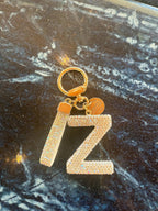 Rhinestone Initial Keychain – Gold Clip Alphabet Bag Charm