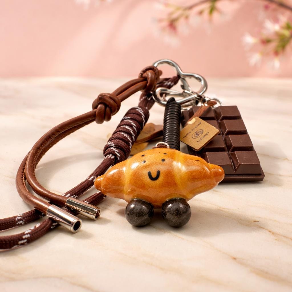 Chocolate Bar Pastry Bag Charm – Foodie Keychain Accessory