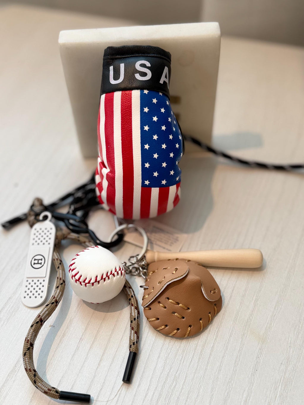 Country Flag Boxing Glove Car Charm – Mini Baseball Set
