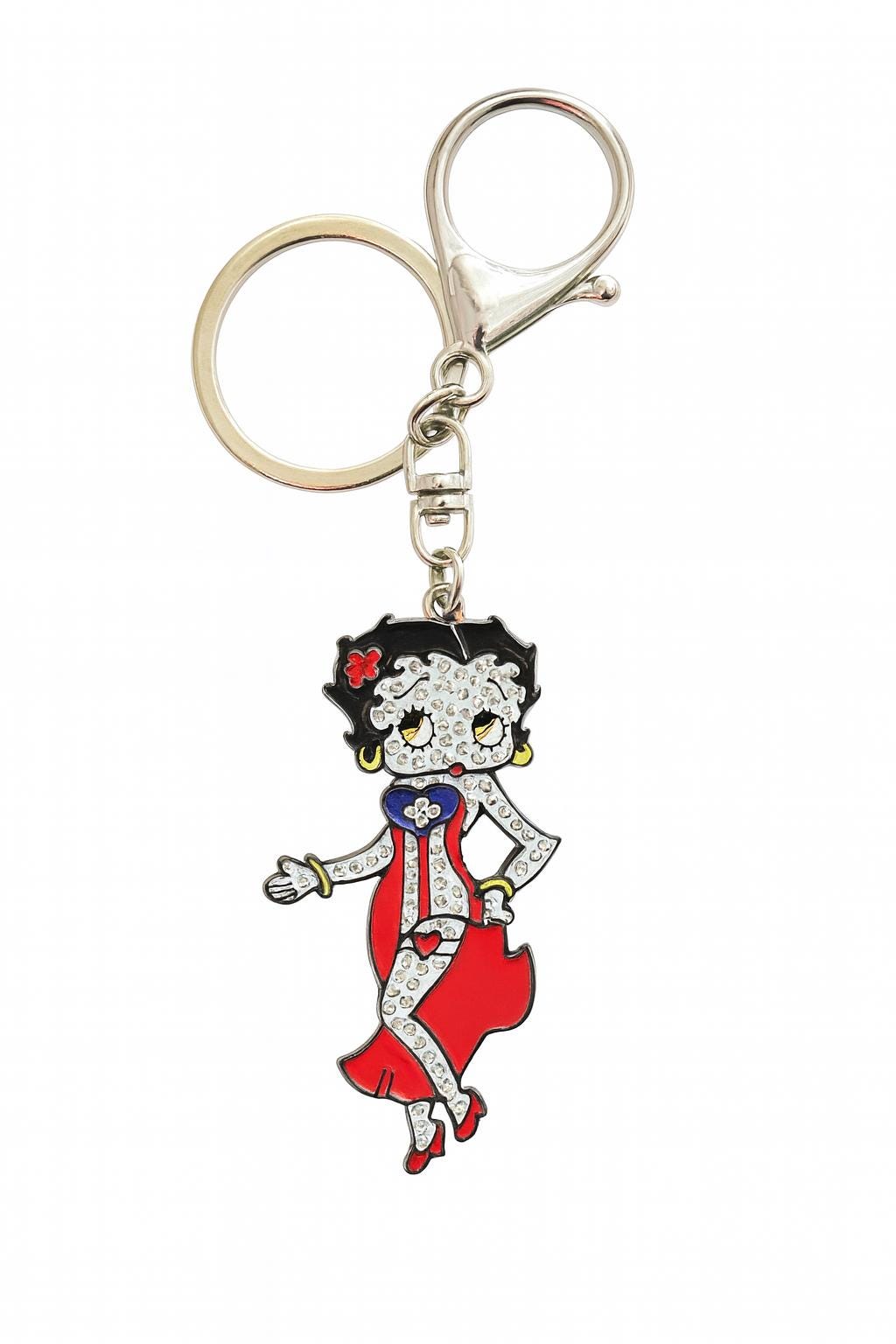 Retro Girl Puerto Rico Flag Keychain – Rhinestone Bag Charm