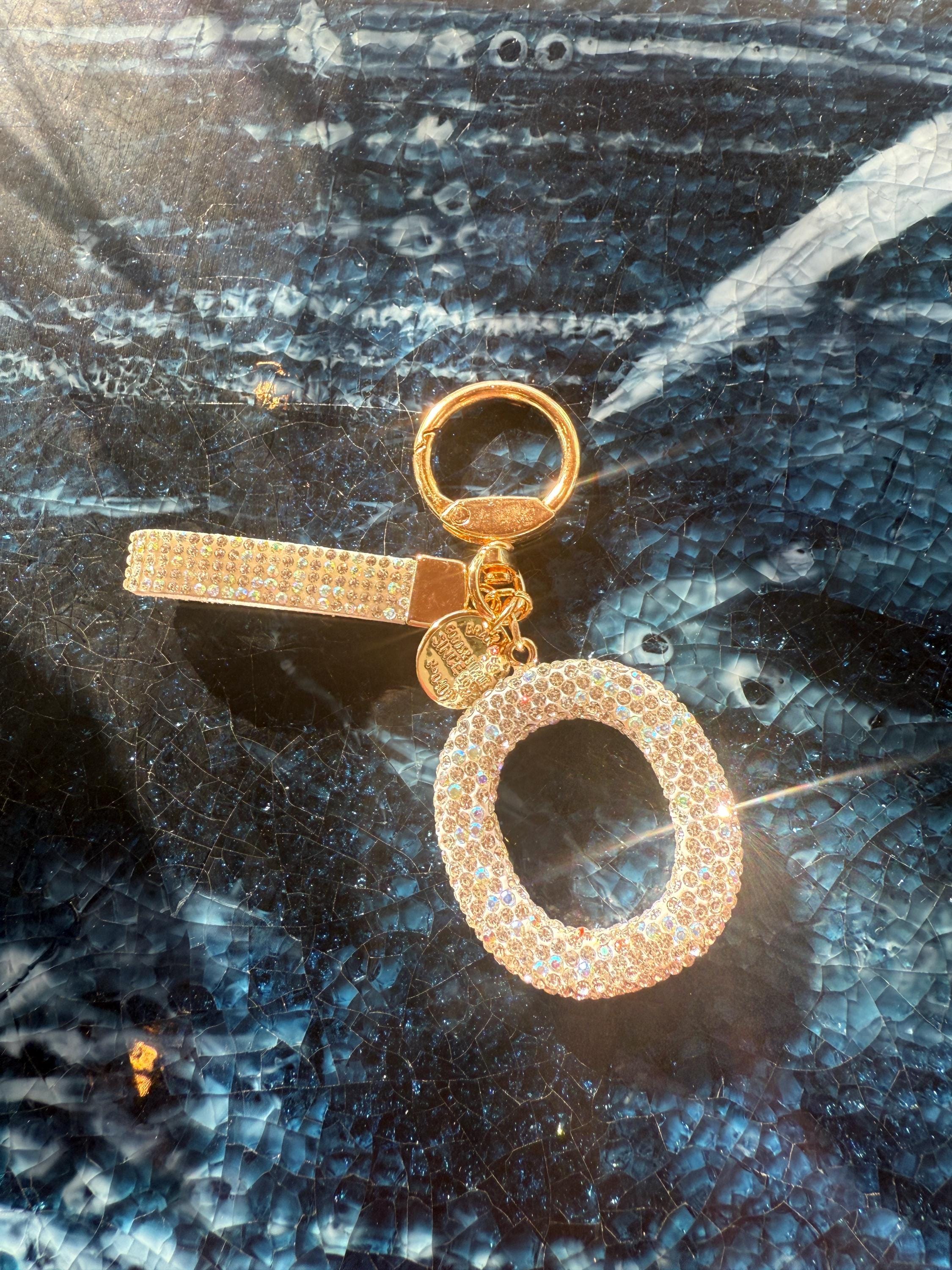 Rhinestone Initial Keychain – Gold Clip Alphabet Bag Charm