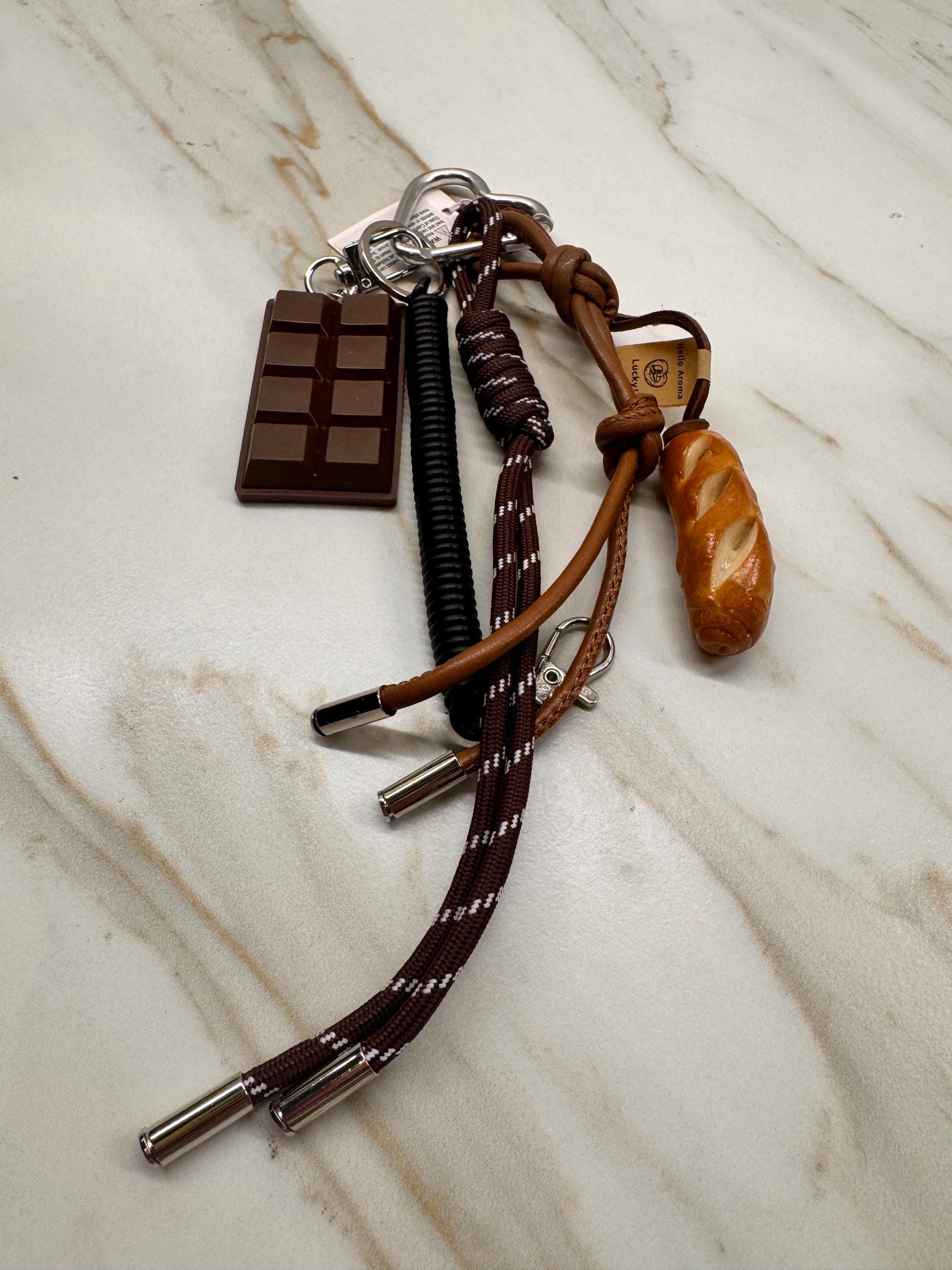 Chocolate Bar Pastry Bag Charm – Foodie Keychain Accessory