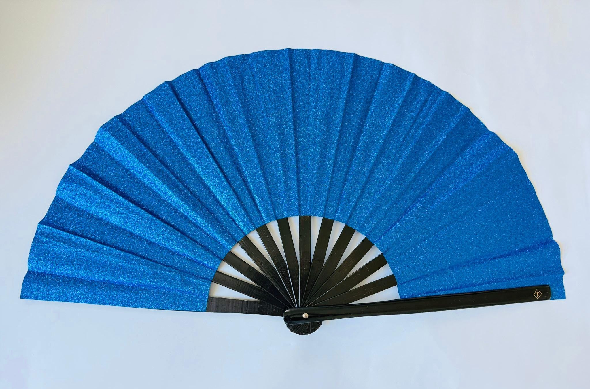 Large Folding Hand Fan Bamboo & Silk | Solid Color or Glitter Gift for Travelers