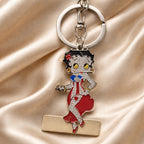 Retro Girl Puerto Rico Flag Keychain – Rhinestone Bag Charm