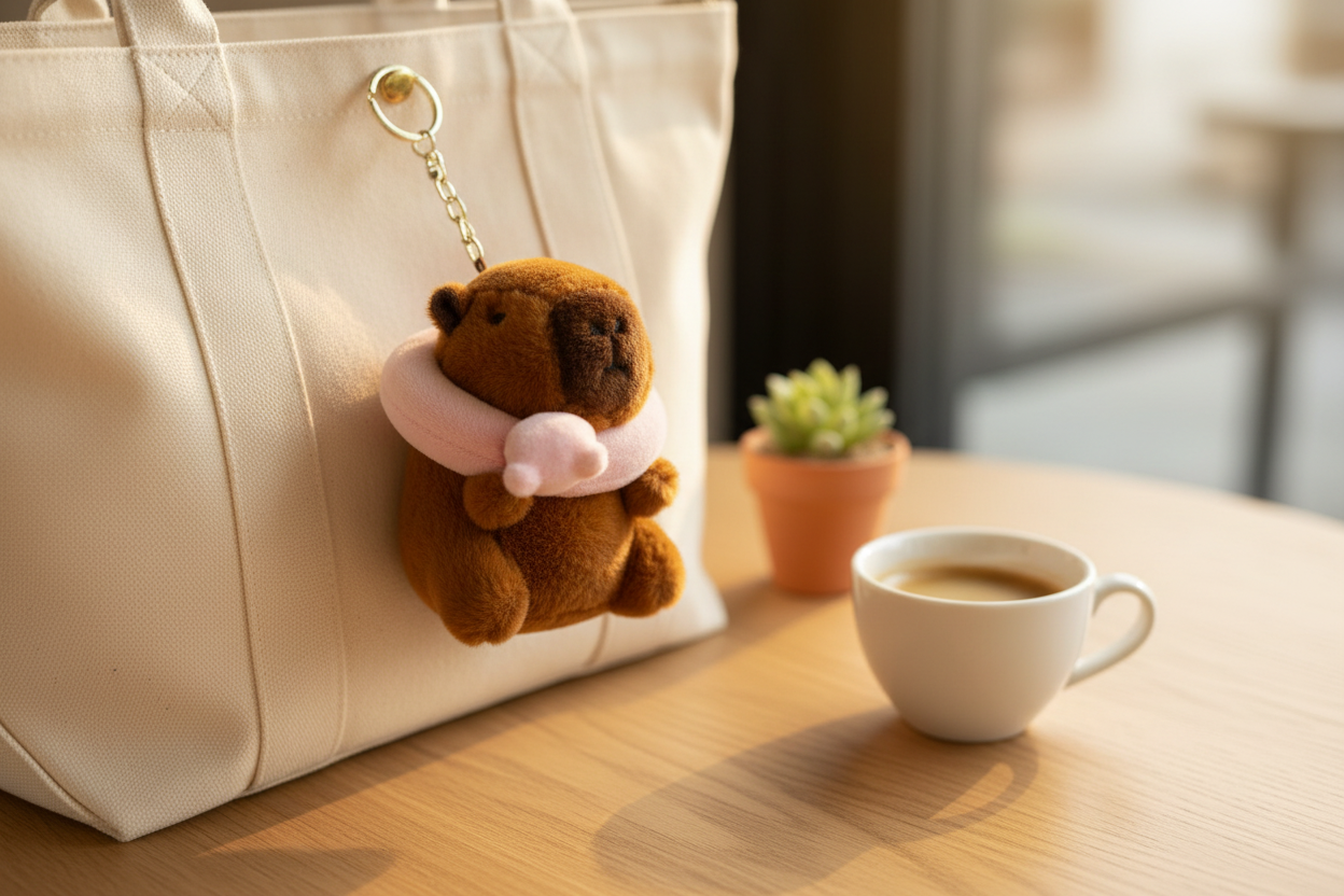 Fluffy Capybara Keychain Charm