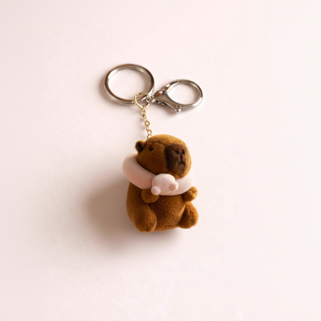 Fluffy Capybara Keychain Charm
